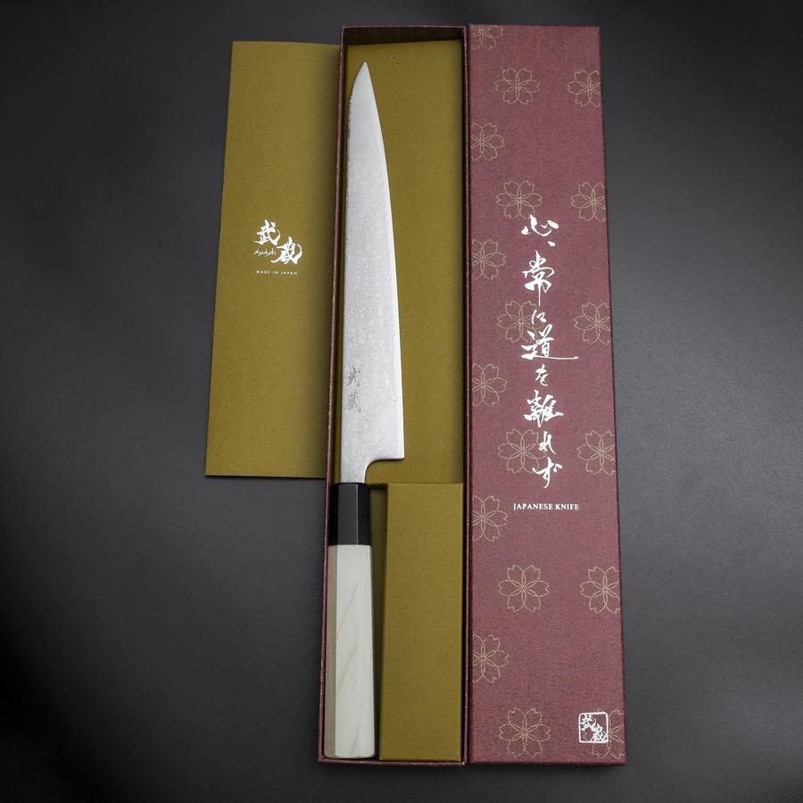 ジュリ Sujihiki SLD Damascus Buffalo Magnolia Handle 240mm – MUSASHI