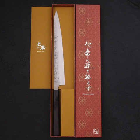 Sujihiki SLD Nashiji Washi Buffalo Ebony Handle 240mm (9.4”)-[Musashi]-[Japanese-Kitchen-Knives]