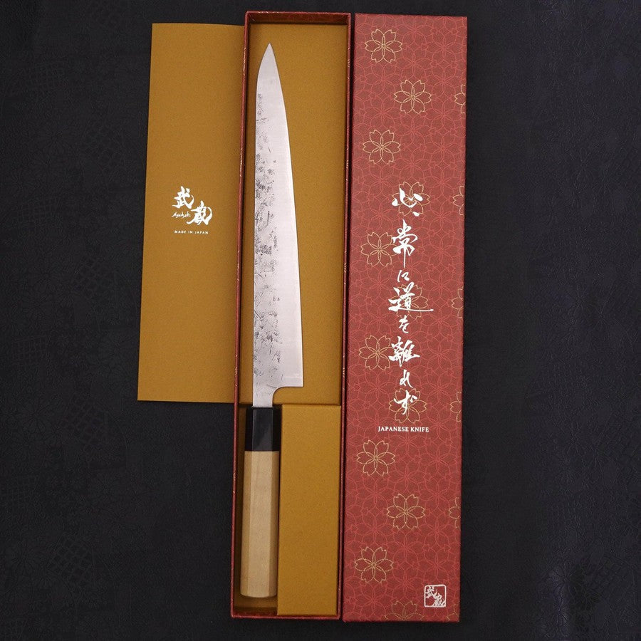 Sujihiki SLD Nashiji Washi Buffalo Magnolia Handle 240mm-SLD-Nashiji Washi-Japanese Handle-[Musashi]-[Japanese-Kitchen-Knives]