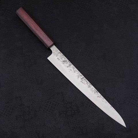 Sujihiki SLD Nashiji Washi Purple Urushi Handle 240mm (9.4”)-[Musashi]-[Japanese-Kitchen-Knives]