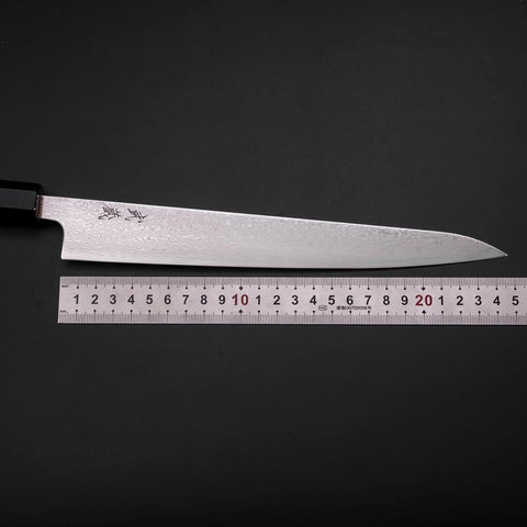 Sujihiki SLD Wave Damascus Buffalo Magnolia Handle 240mm (9.4”)-[Musashi]-[Japanese-Kitchen-Knives]