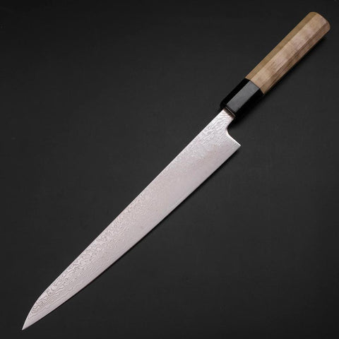 Sujihiki SLD Wave Damascus Buffalo Magnolia Handle 240mm-[Musashi]-[Japanese-Kitchen-Knives]