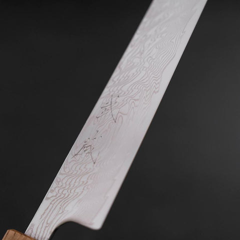 Sujihiki SLD Wave Damascus Yaki Urushi Handle 240mm (9.4”)-[Musashi]-[Japanese-Kitchen-Knives]