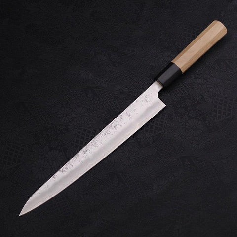 Sujihiki Silver Steel #3 Nashiji Buffalo Magnolia Handle Handle 240mm (9.4”)-[Musashi]-[Japanese-Kitchen-Knives]