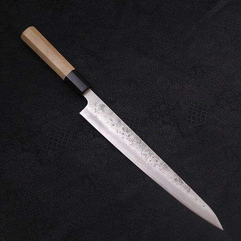 Sujihiki Silver Steel #3 Nashiji Buffalo Magnolia Handle Handle 240mm (9.4”)-[Musashi]-[Japanese-Kitchen-Knives]