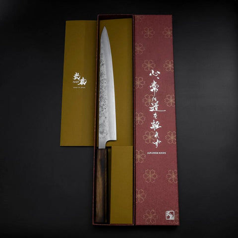 Sujihiki Silver Steel #3 Nashiji Sumi Urushi Handle 240mm (9.4”)-[Musashi]-[Japanese-Kitchen-Knives]