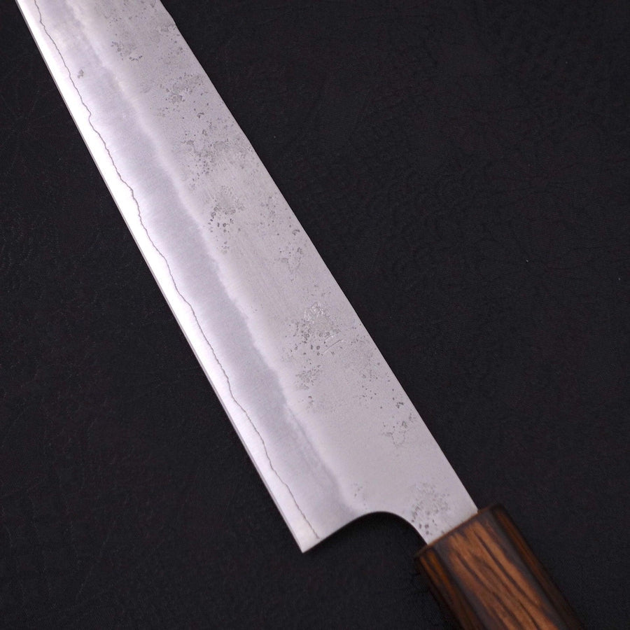 なう様用　銀三鋼 梨地模様 筋引刃渡　約270mm 黒ハンドル 銀三鋼 梨地 筋引 – つば屋庖丁店