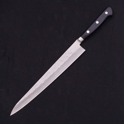 Sujihiki Silver Steel #3 Nashiji Western Black Handle 240mm-Silver steel #3-Nashiji-Western Handle-[Musashi]-[Japanese-Kitchen-Knives]