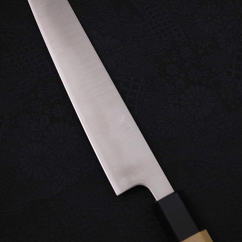 Sujihiki Silver Steel #3 Polished Buffalo Magnolia Handle Handle 240mm (9.4”)-[Musashi]-[Japanese-Kitchen-Knives]