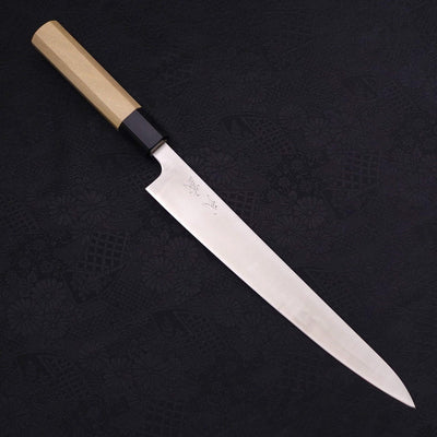 Sujihiki Silver Steel #3 Polished Buffalo Magnolia Handle Handle 240mm-Silver steel #3-Polished-Japanese Handle-[Musashi]-[Japanese-Kitchen-Knives]