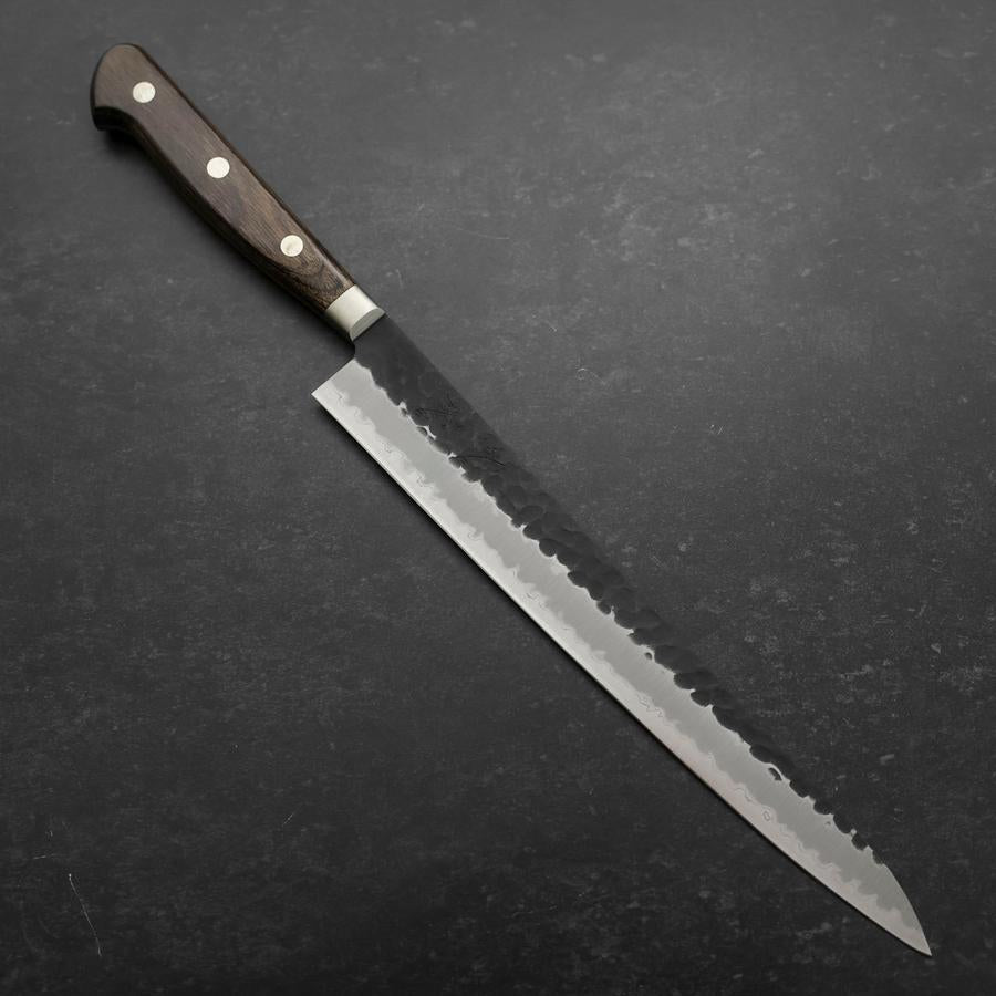 筋引き 青紙スーパー 黒打槌目 紫檀柄 240mm – MUSASHI