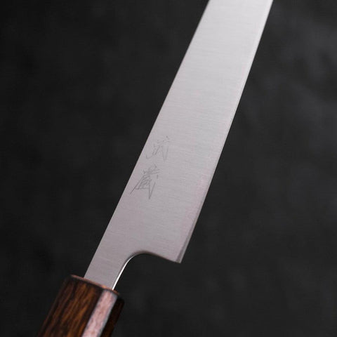 Sujihiki Stainless Clad Blue Super Polished Sumi Urushi Handle 240mm (9.4”)-[Musashi]-[Japanese-Kitchen-Knives]