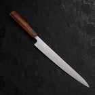 Sujihiki Stainless Clad Blue Super Polished Sumi Urushi Handle 240mm (9.4”)-[Musashi]-[Japanese-Kitchen-Knives]