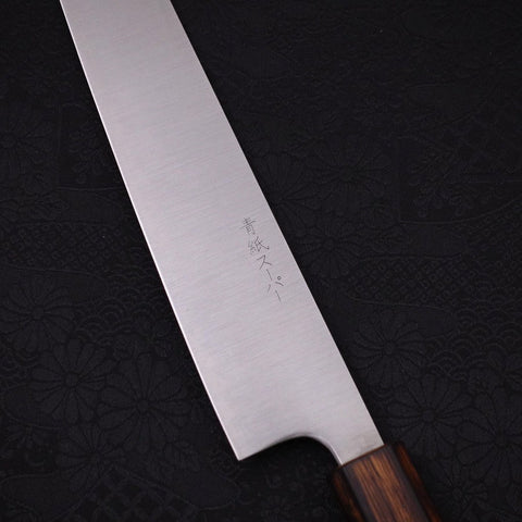 Sujihiki Stainless Clad Blue Super Polished Sumi Urushi Handle 270mm (10.6”)-[Musashi]-[Japanese-Kitchen-Knives]