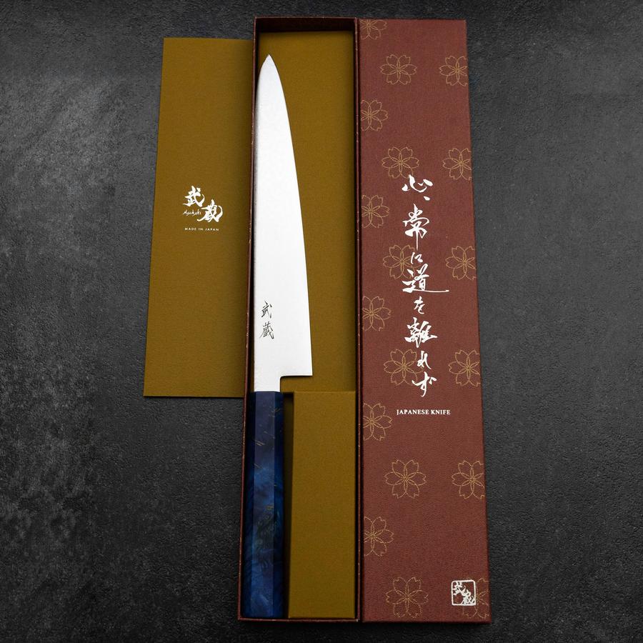Sujihiki VG-10 Damascus Blue Birch Handle 240mm (9.4”) – MUSASHI