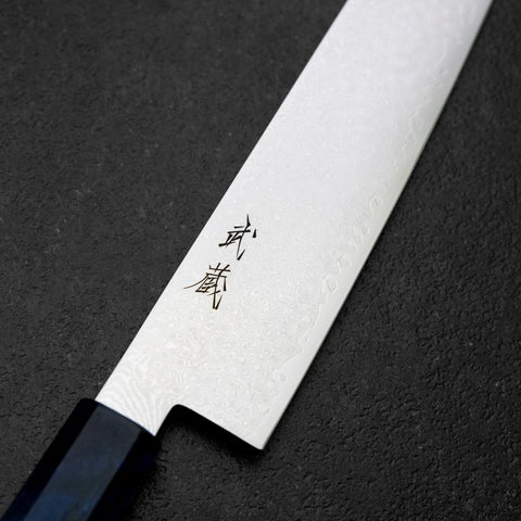 Sujihiki VG-10 Damascus Blue Birch Handle 270mm-[Musashi]-[Japanese-Kitchen-Knives]