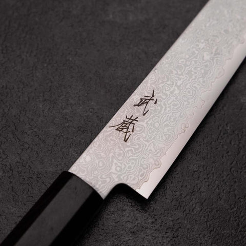Sujihiki VG-10 Damascus Ebony Handle 180mm (7”)-[Musashi]-[Japanese-Kitchen-Knives]