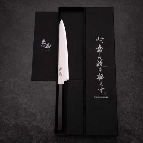 Sujihiki VG-10 Damascus Ebony Handle 180mm-[Musashi]-[Japanese-Kitchen-Knives]