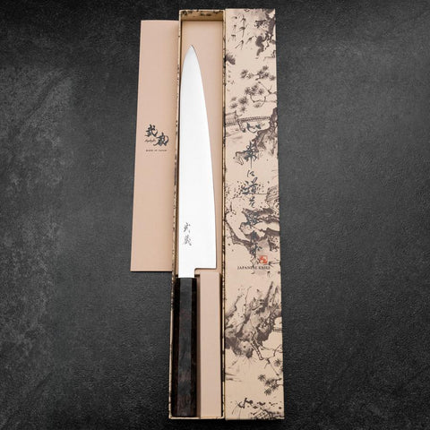 Sujihiki VG-10 Damascus Gray Birch Handle 270mm-[Musashi]-[Japanese-Kitchen-Knives]