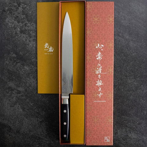 Sujihiki VG-10 Damascus Western Round Handle 240mm (9.4”)-[Musashi]-[Japanese-Kitchen-Knives]