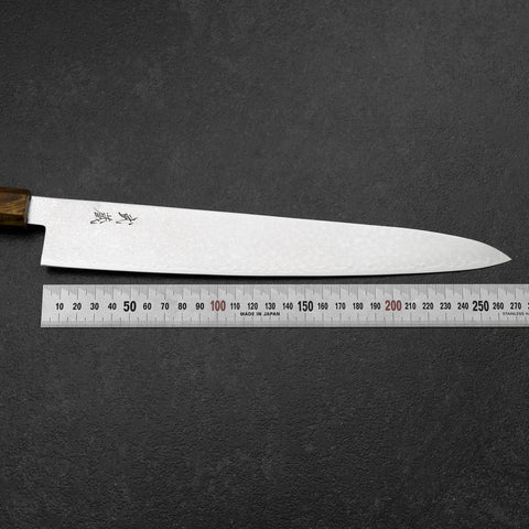 Sujihiki VG-10 Damascus Yellow-Brown Birch Handle 270mm-[Musashi]-[Japanese-Kitchen-Knives]