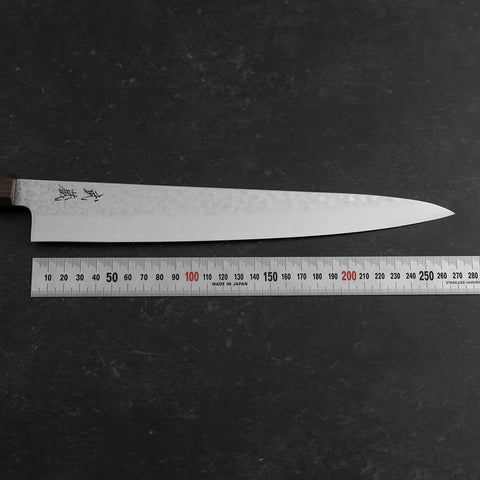 Sujihiki VG-10 Tsuchime Damascus Ashwood Handle 270mm (10.6”)-[Musashi]-[Japanese-Kitchen-Knives]