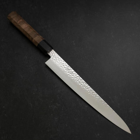 Sujihiki VG-10 Tsuchime Damascus Walnut Handle 240mm (9.4”)-[Musashi]-[Japanese-Kitchen-Knives]