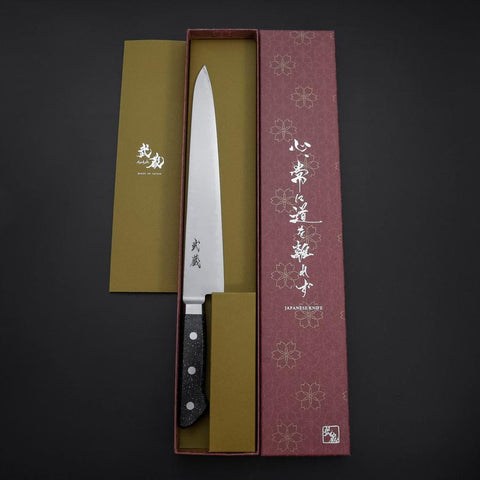 Sujihiki VG-5 Tsuchime Western Black Marble Handle 240mm (9.4”)-[Musashi]-[Japanese-Kitchen-Knives]