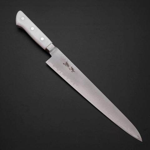 Sujihiki VG-5 Tsuchime Western White Marble Handle 240mm (9.4”)-[Musashi]-[Japanese-Kitchen-Knives]