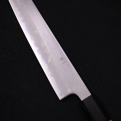 Sujihiki White Steel #1 Stainless Clad Buffalo Magnolia Handle 240mm (9.4”)-[Musashi]-[Japanese-Kitchen-Knives]