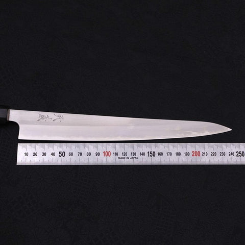 Sujihiki White Steel #1 Stainless Clad Buffalo Magnolia Handle 240mm (9.4”)-[Musashi]-[Japanese-Kitchen-Knives]