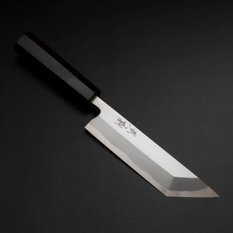 Unagisaki (Edo) Blue Steel #1 Hon-Kasumi Buffalo Ebony Handle 150mm (5.9”)-[Musashi]-[Japanese-Kitchen-Knives]