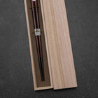 Urushi Ariake Lacquered Wooden Chopsticks 210mm Red with Paulownia Wooden Box-[Musashi]-[Japanese-Kitchen-Knives]