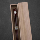 Urushi Ariake Lacquered Wooden Chopsticks 210mm Red with Paulownia Wooden Box-[Musashi]-[Japanese-Kitchen-Knives]
