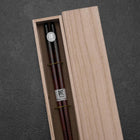 Urushi Ariake Lacquered Wooden Chopsticks 230mm Black with Paulownia Wooden Box-[Musashi]-[Japanese-Kitchen-Knives]