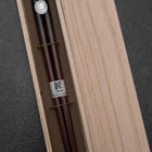 Urushi Ariake Lacquered Wooden Chopsticks 230mm Black with Paulownia Wooden Box-[Musashi]-[Japanese-Kitchen-Knives]
