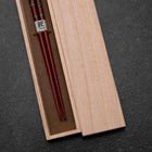 Urushi Gasumi Lacquered Wooden Chopsticks 210mm Red with Paulownia Wooden Box (8.3”)-[Musashi]-[Japanese-Kitchen-Knives]