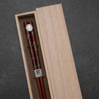 Urushi Gasumi Lacquered Wooden Chopsticks 210mm Red with Paulownia Wooden Box (8.3”)-[Musashi]-[Japanese-Kitchen-Knives]