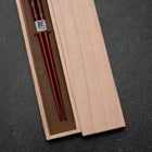 Urushi Gasumi Lacquered Wooden Chopsticks 210mm Red with Paulownia Wooden Box-[Musashi]-[Japanese-Kitchen-Knives]