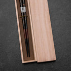 Urushi Gasumi Lacquered Wooden Chopsticks 230mm Black with Paulownia Wooden Box-[Musashi]-[Japanese-Kitchen-Knives]