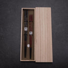 Urushi Gasumi Lacquered Wooden Chopsticks Set 210mm Red and 230mm Black with Paulownia Wooden Box (8.3”)-[Musashi]-[Japanese-Kitchen-Knives]