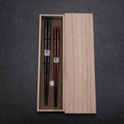Urushi Gasumi Lacquered Wooden Chopsticks Set 210mm Red and 230mm Black with Paulownia Wooden Box-[Musashi]-[Japanese-Kitchen-Knives]