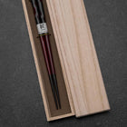Urushi Hori Benkei Lacquered Wooden Chopsticks 230mm Black with Paulownia Wooden Box-[Musashi]-[Japanese-Kitchen-Knives]