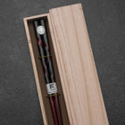 Urushi Hori Benkei Lacquered Wooden Chopsticks 230mm Black with Paulownia Wooden Box-[Musashi]-[Japanese-Kitchen-Knives]