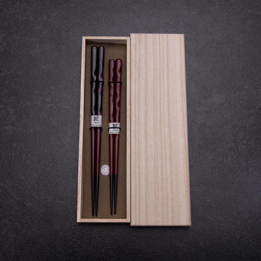 Urushi Hori Benkei Lacquered Wooden Chopsticks Set 210mm Red and