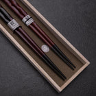 Urushi Hori Benkei Lacquered Wooden Chopsticks Set 210mm Red and 230mm Black with Paulownia Wooden Box-[Musashi]-[Japanese-Kitchen-Knives]
