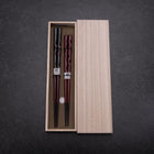Urushi Hori Benkei Lacquered Wooden Chopsticks Set 210mm Red and 230mm Black with Paulownia Wooden Box-[Musashi]-[Japanese-Kitchen-Knives]
