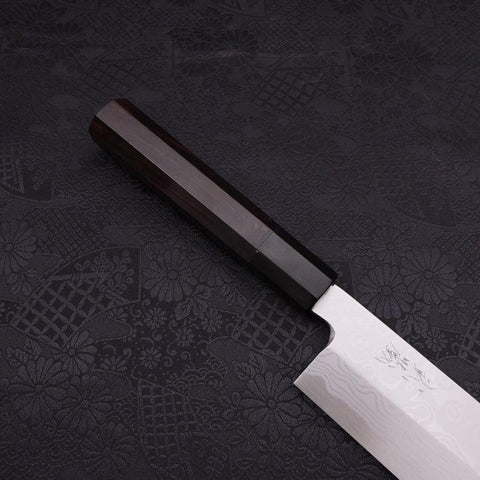 Usuba(Kanto) Blue Steel #2 Suminagashi Buffalo Ebony Handle 180mm (7”)-[Musashi]-[Japanese-Kitchen-Knives]