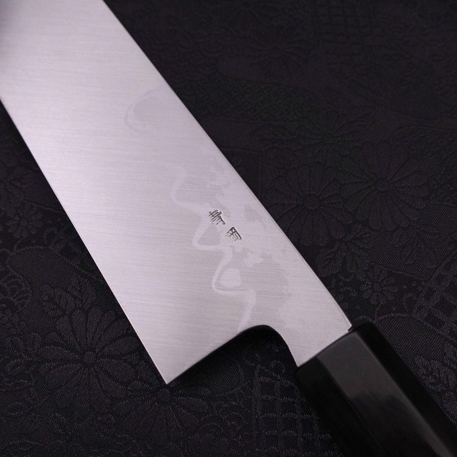 Usuba(Kanto) Blue steel #2 Suminagashi Buffalo Ebony Handle 180mm-Blue steel #2-Damascus-Japanese Handle-[Musashi]-[Japanese-Kitchen-Knives]