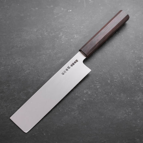 Usuba(Kanto) Honyaki Silver Steel #3 Mirror Ebony Handle 180mm (7”)-[Musashi]-[Japanese-Kitchen-Knives]